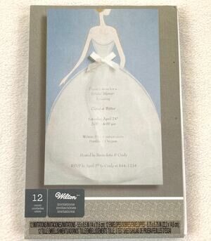 Wilton Invitations Bridal Shower 12/PK Invites Envelopes NEW